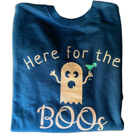 Here For The Boos Halloween Ghost graphic sweatshirt black Medium - Picture 4 of 11